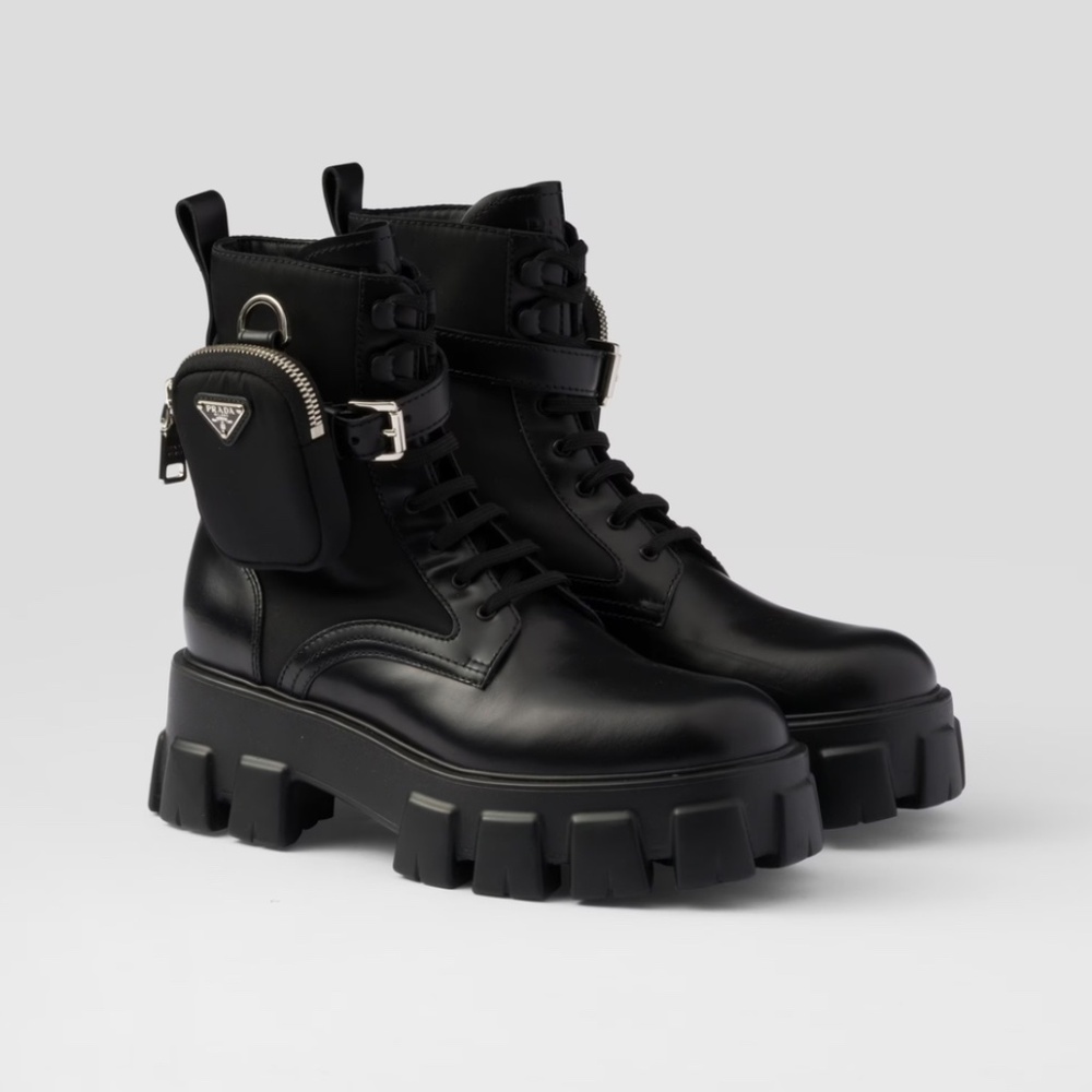 Monolith leather and Re-Nylon boots with pouch